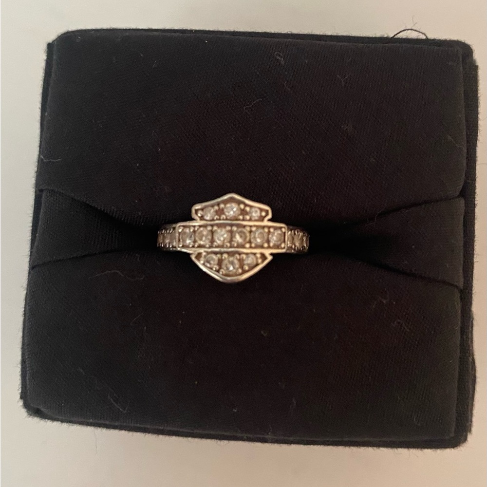 Harley-Davidson Silver Ring with White Stones